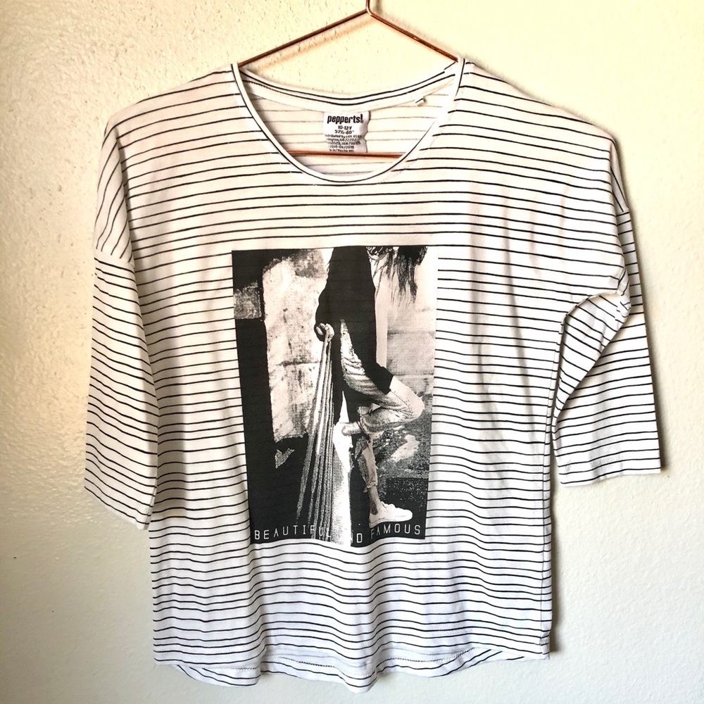 Pepprets girls black stripe shirt